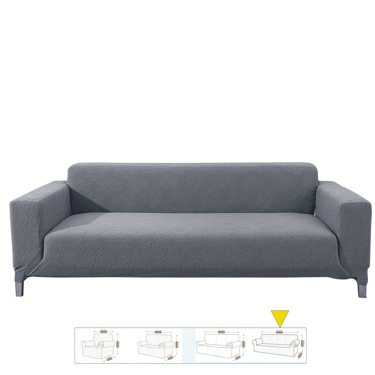 Housse de canapé épaisse extensible en polaire jacquard anti-griffes, vue de dos