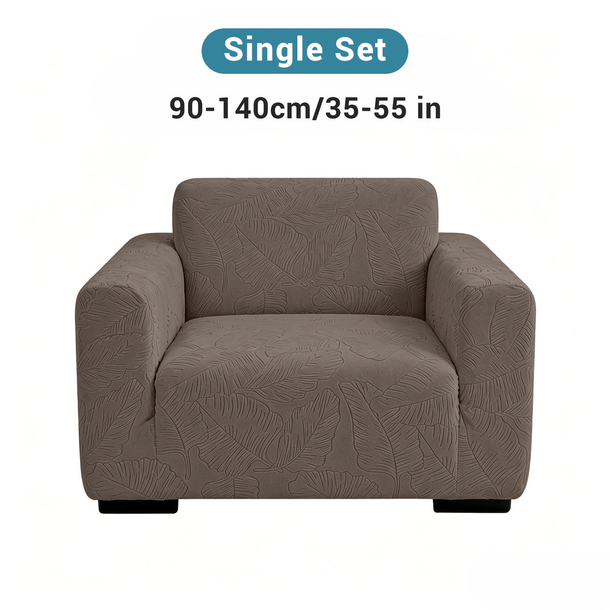 Housse de canapé extensible en polaire jacquard à motif feuillage, gros plan sur le tissu