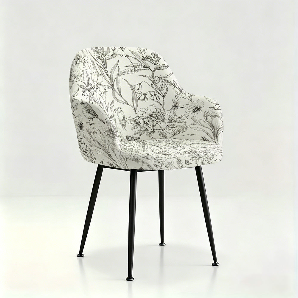 Housse de fauteuil extensible en fibre de lait imprimée à motif feuillage, vue d'ensemble