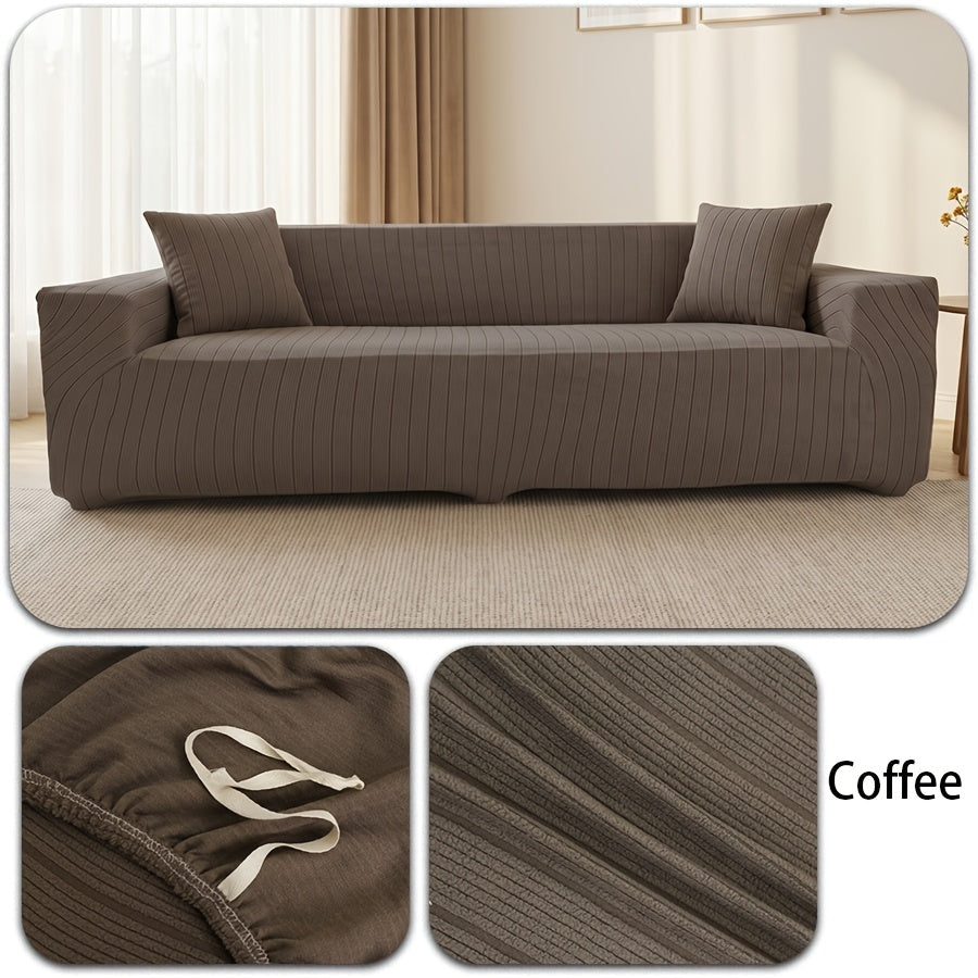 Housse de canapé extensible en polaire jacquard antidérapante, détail de l'ourlet