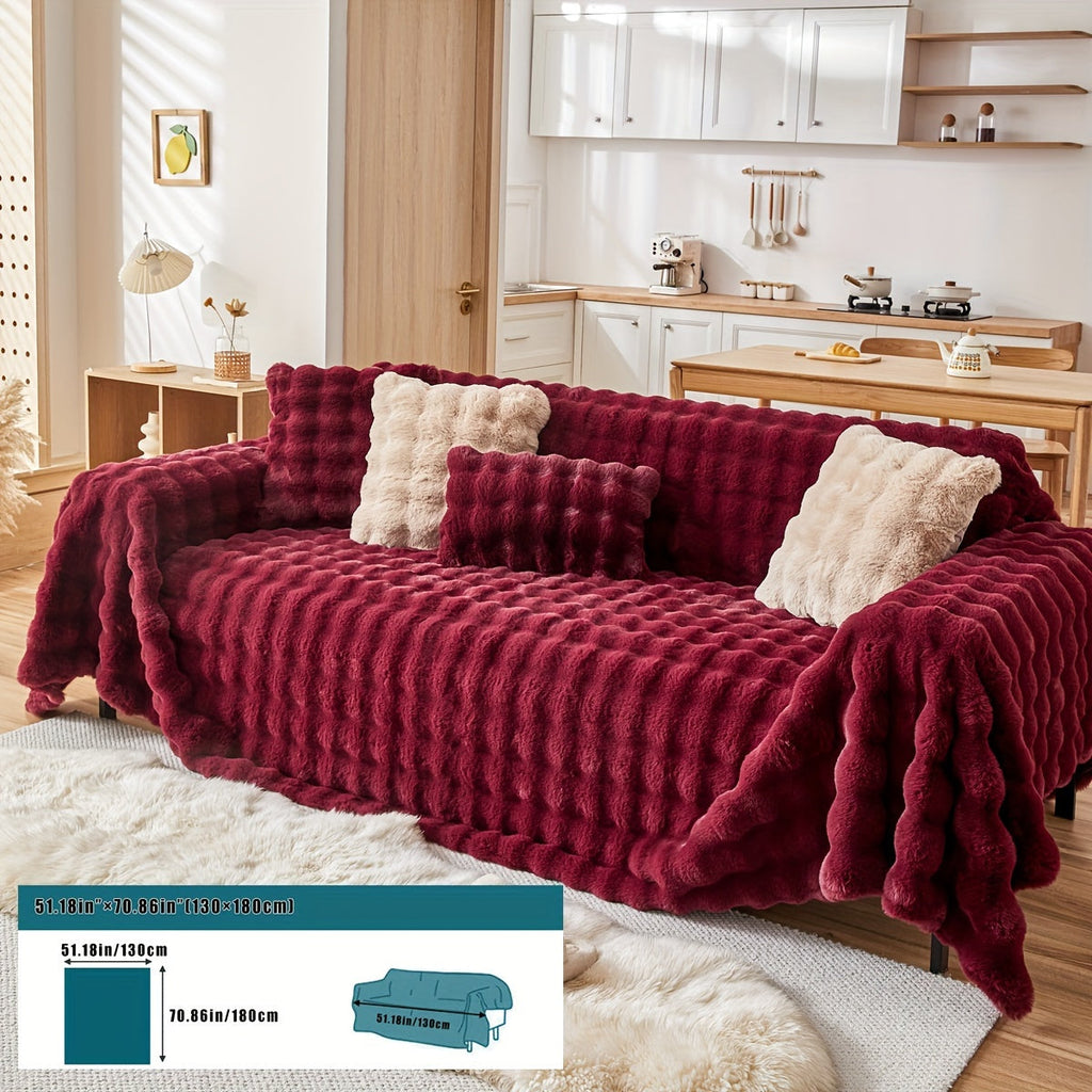Housse de canapé en peluche, 8 coloris, housse posée