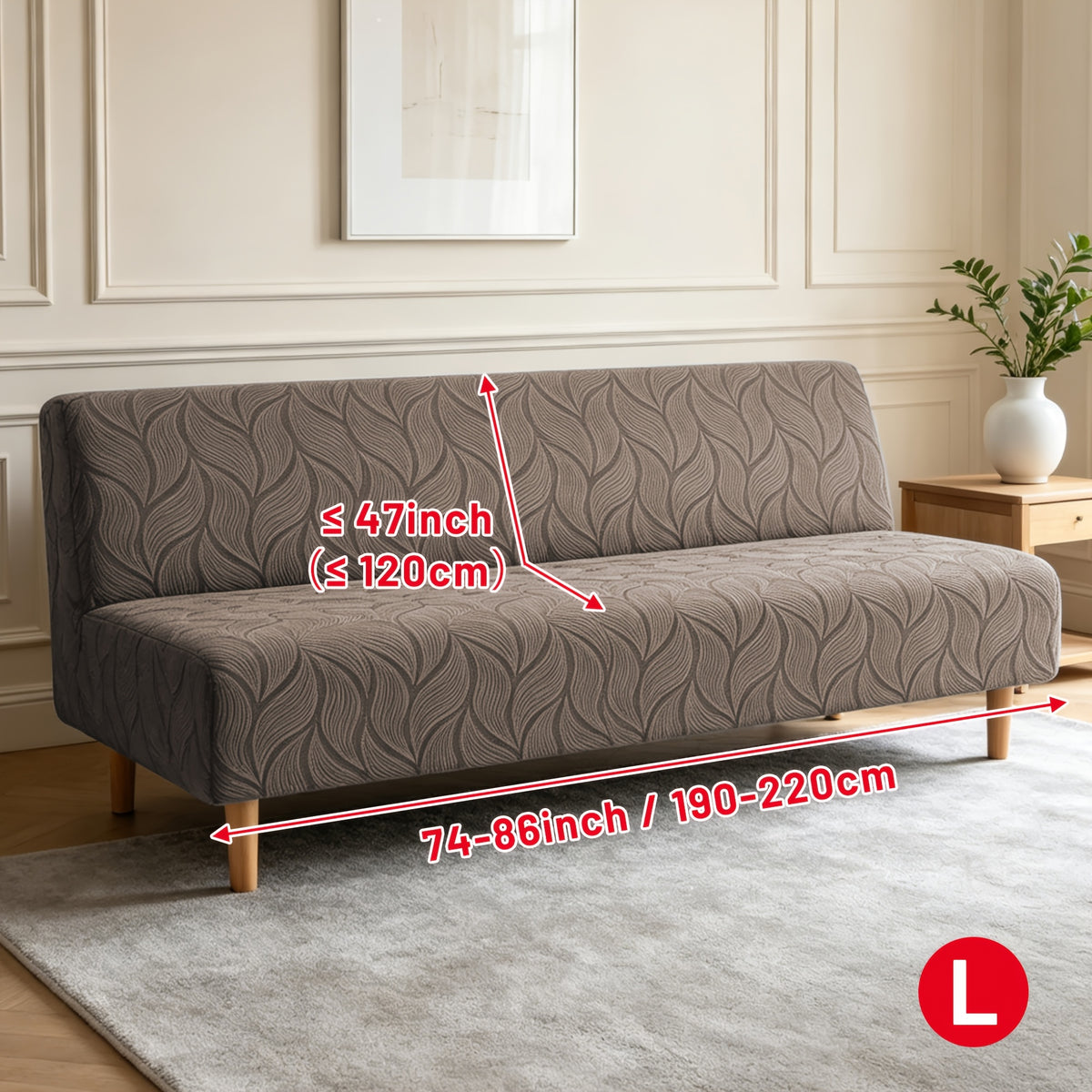 Housse de canapé extensible en polaire jacquard sans accoudoirs, vue de dos