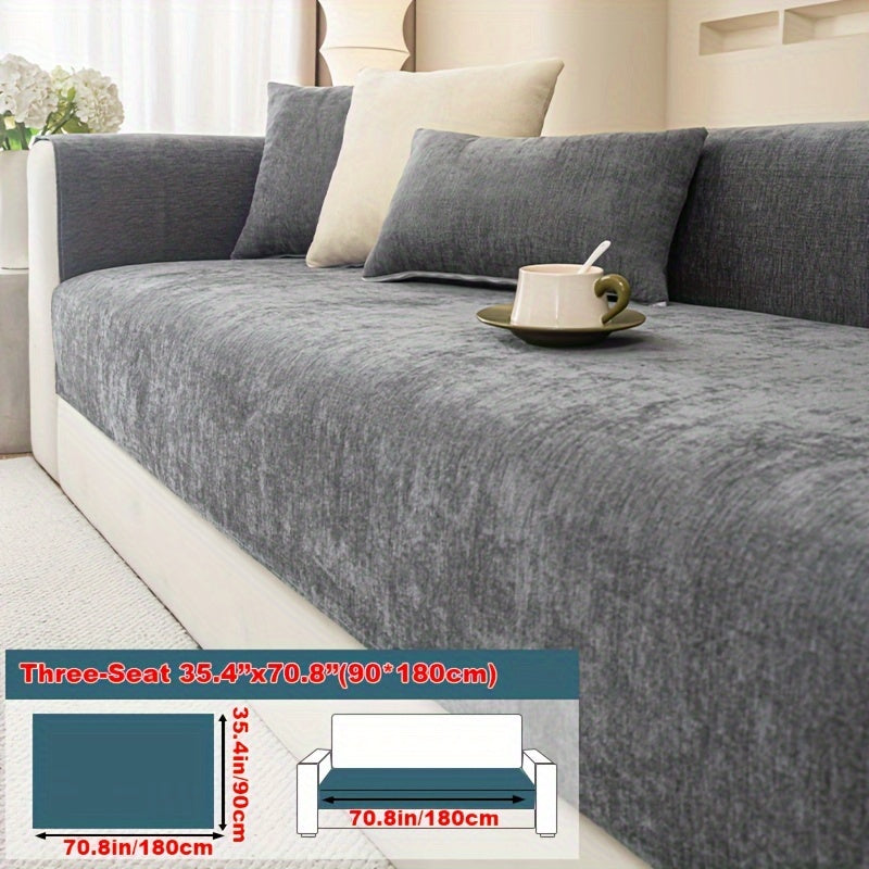 Housse de coussin épaisse en chenille antidérapante, housse posée