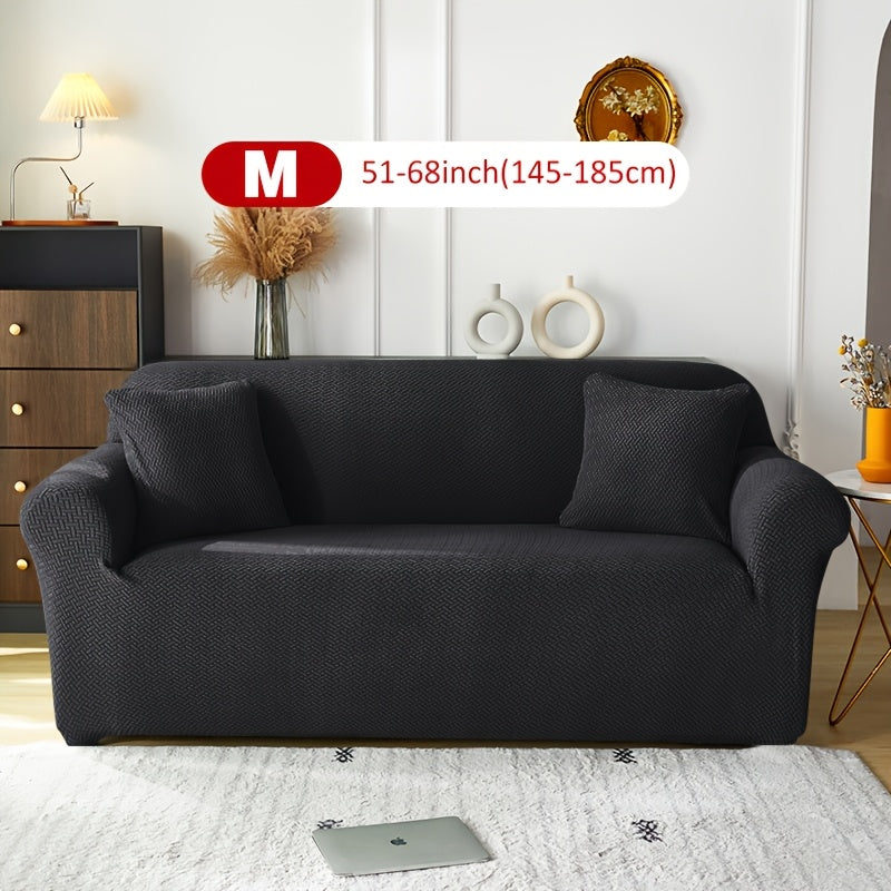 Housse de canapé extensible en velours côtelé jacquard en T, mise en situation