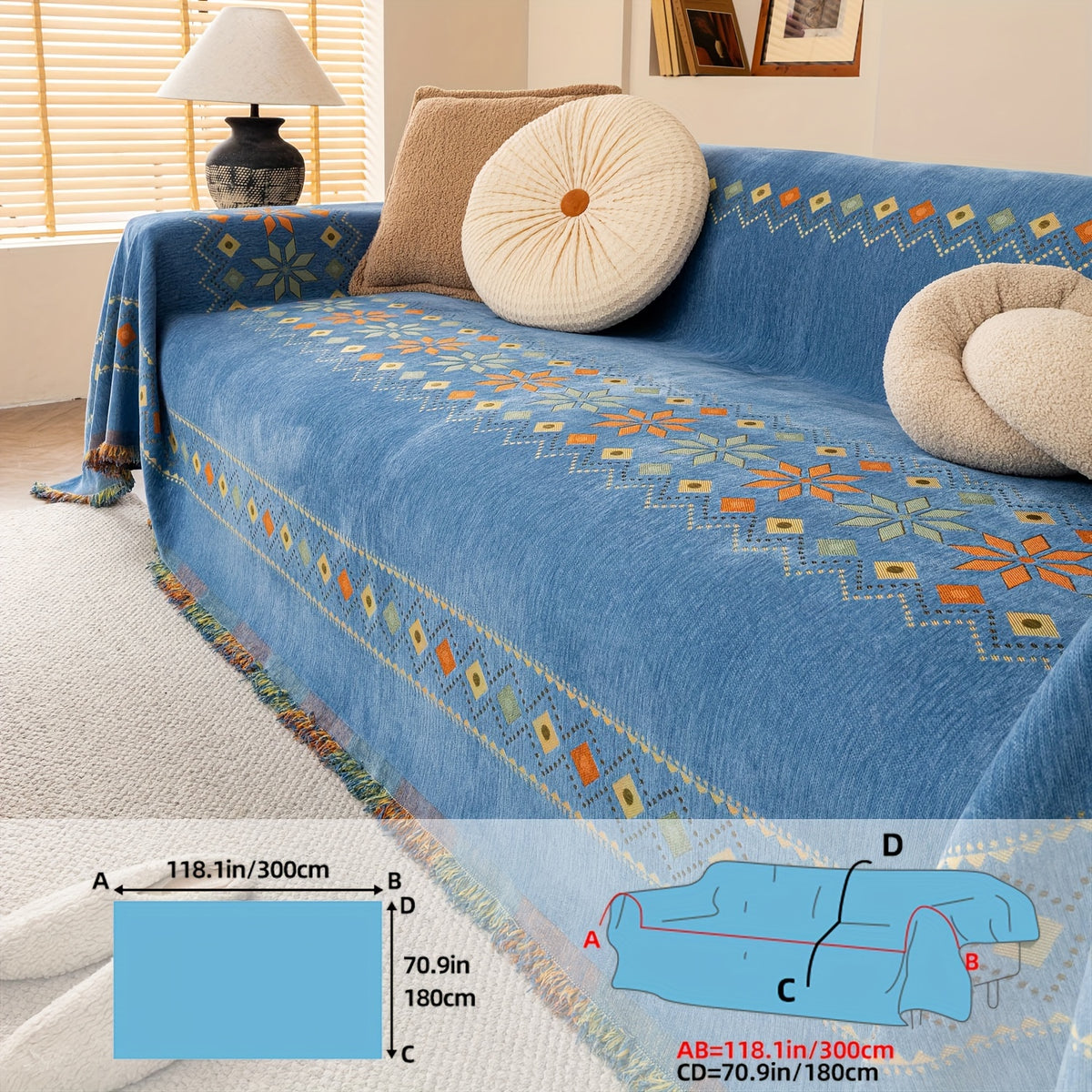 Protection de canapé en chenille jacquard antidérapante, visuel produit