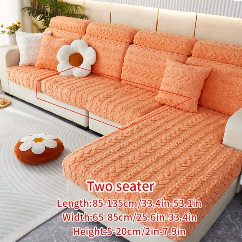 Housse de canapé extensible en velours jacquard antidérapante à housses, vue d'ensemble
