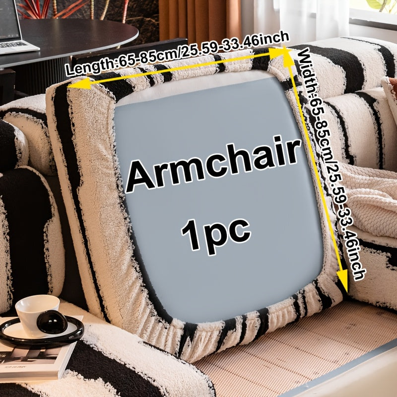 Housse de canapé en velours à motif zébré antidérapante, compatible fauteuil, canapé deux places, canapé trois places Image