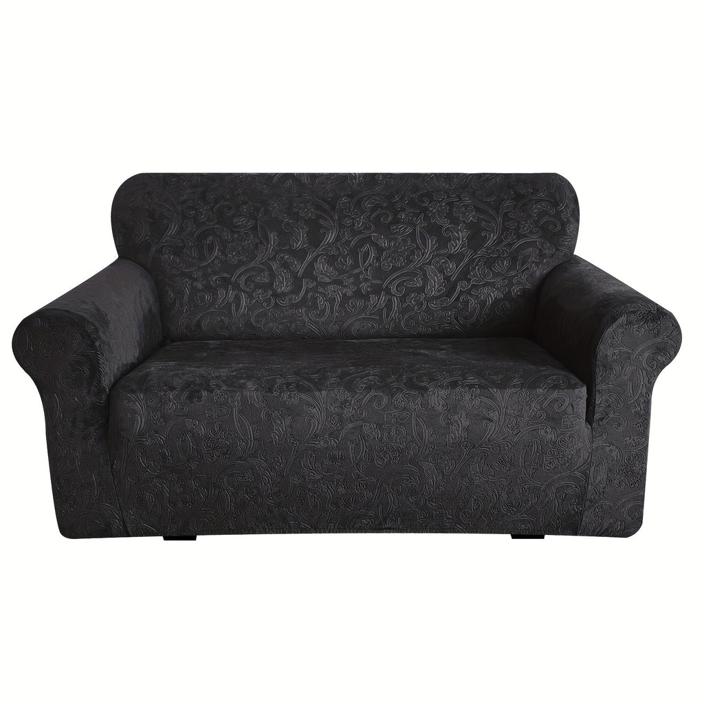 Housse de canapé extensible en velours à motif fleuri anti-griffes, autre coloris