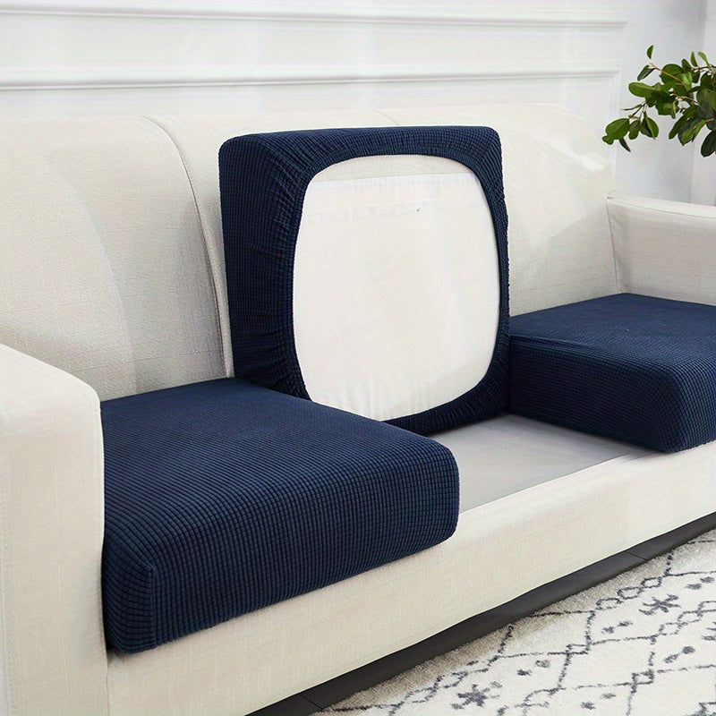 Housse de coussin extensible en polaire matelassée, mise en situation