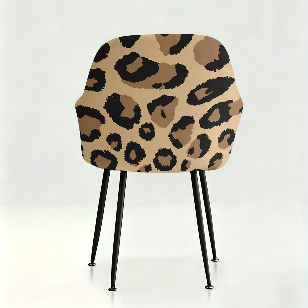 Housse de fauteuil extensible en fibre de lait imprimée à motif léopard, gros plan sur le tissu
