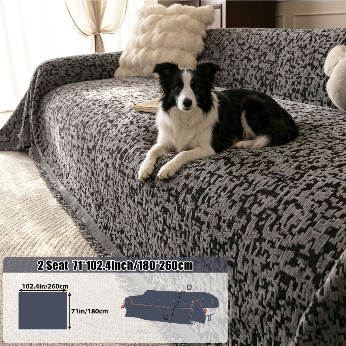 Housse de canapé en chenille anti-griffes, tissu de 350 à 400 g/m²