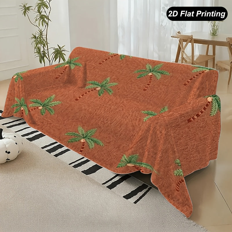 Housse de canapé en peluche à motif tropical — détail de la matière : peluche