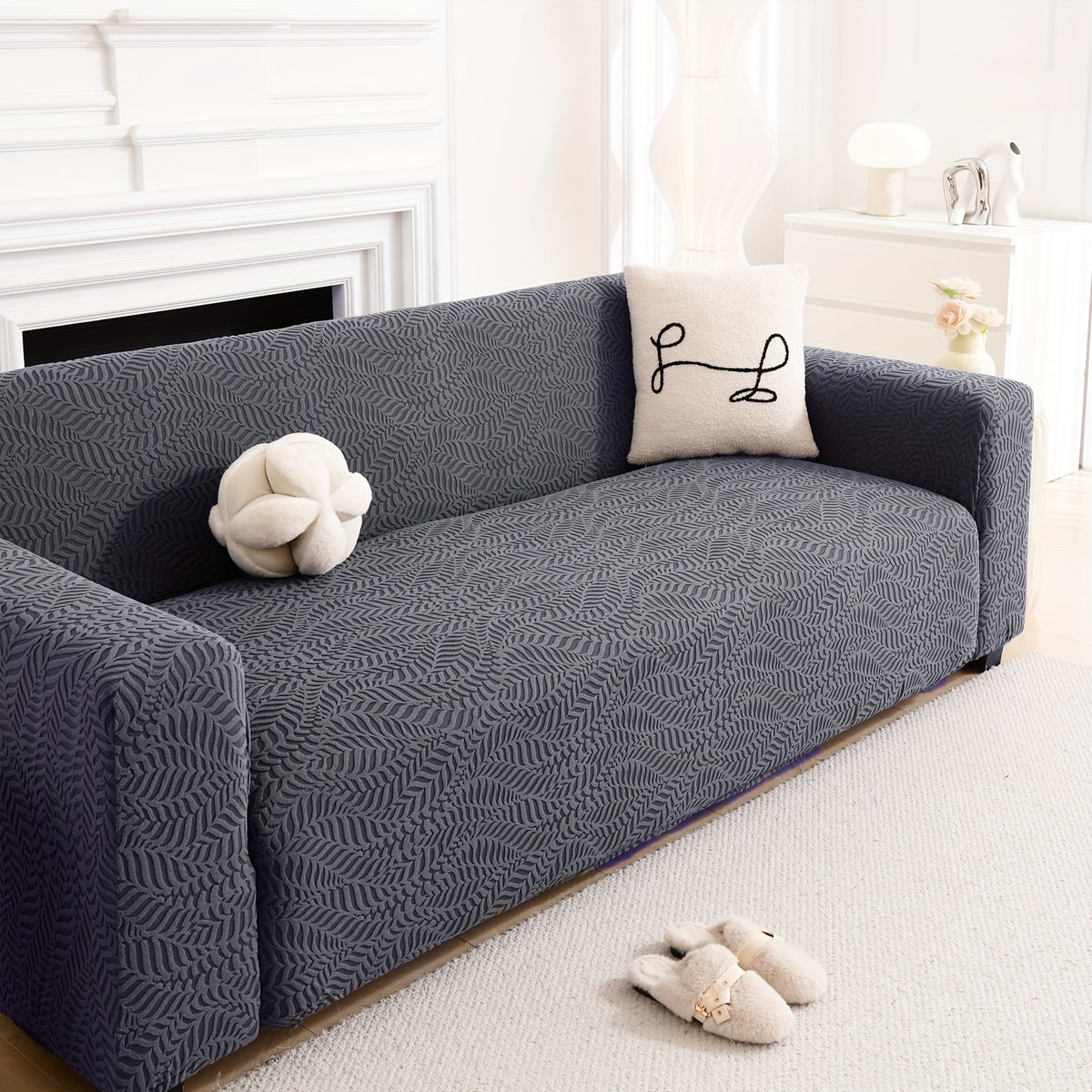 Housse de canapé épaisse extensible en polaire jacquard anti-griffes Image