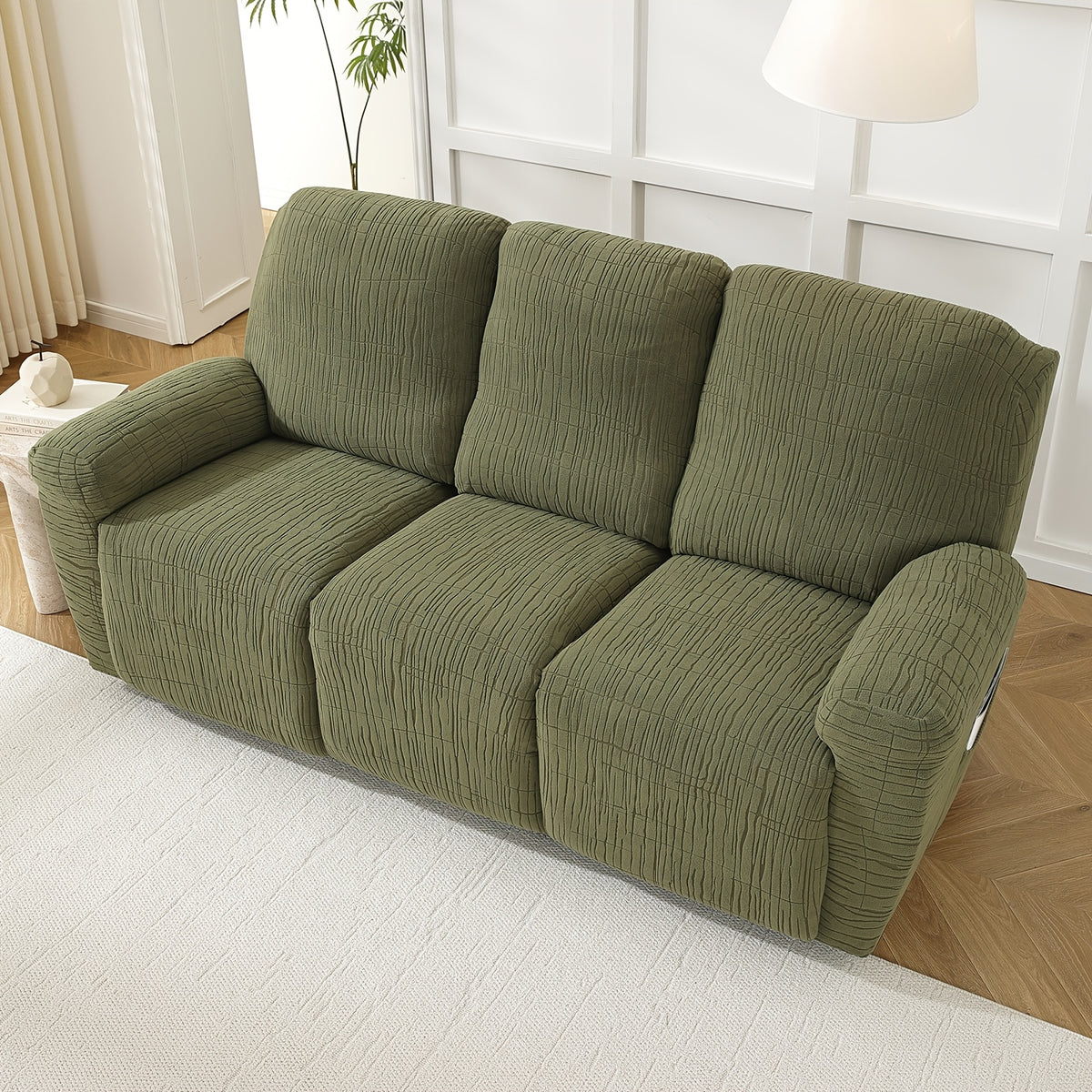 Housse de canapé extensible en polaire jacquard antidérapante à housses, mise en situation