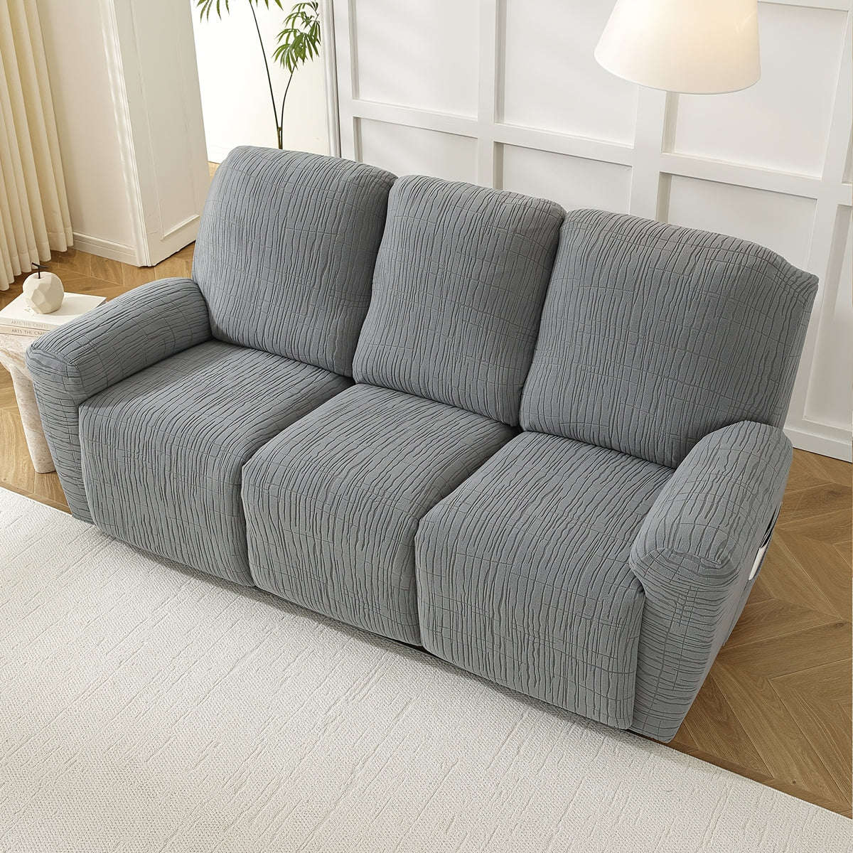Housse de canapé extensible en polaire jacquard antidérapante à housses, mise en situation