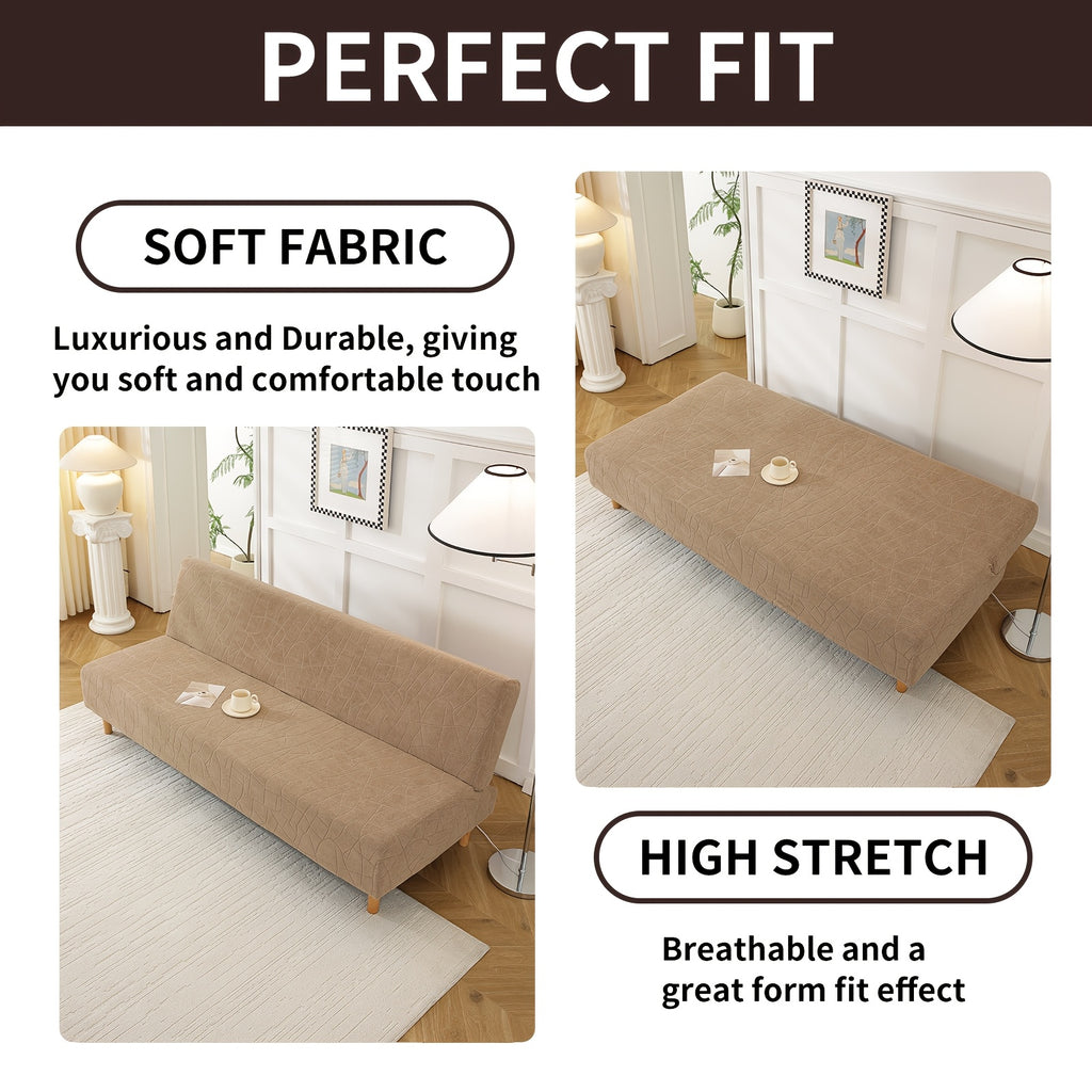 Housse de canapé extensible en polaire jacquard sans accoudoirs, gros plan sur le tissu