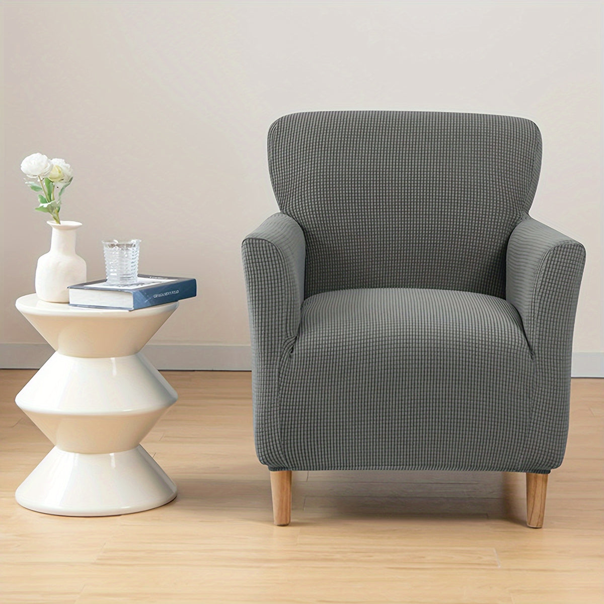 Housse de fauteuil extensible en polaire jacquard antidérapante