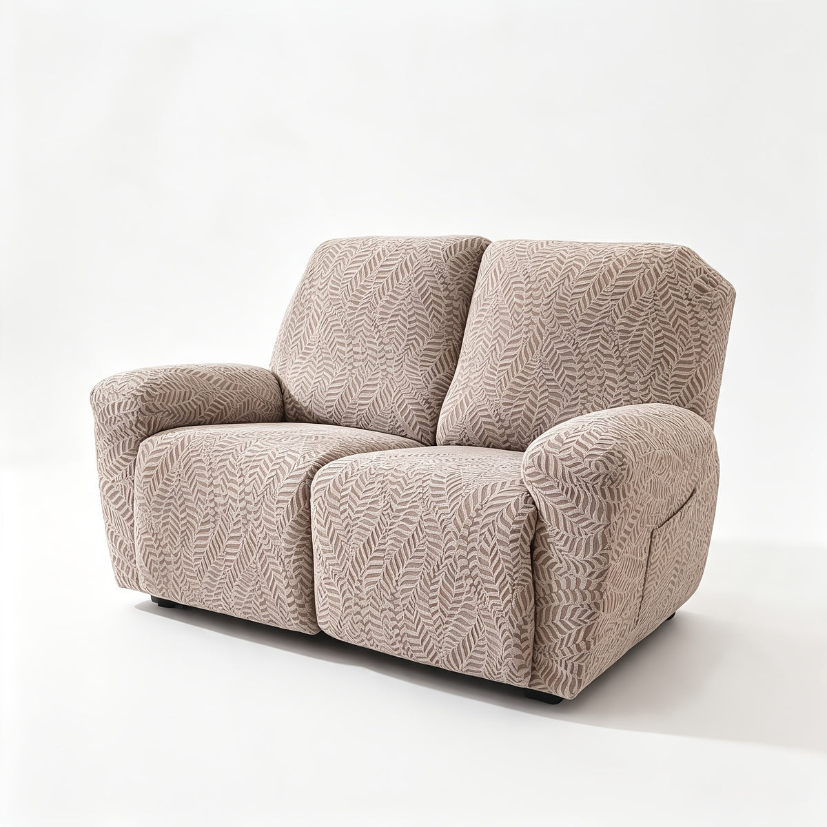 Housse de fauteuil extensible en polaire jacquard anti-griffes, détail de l'ourlet