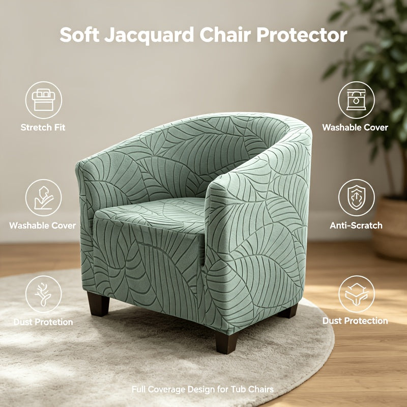 Housse de chaise en polaire jacquard à motif feuillage avec poche de rangement, visuel produit