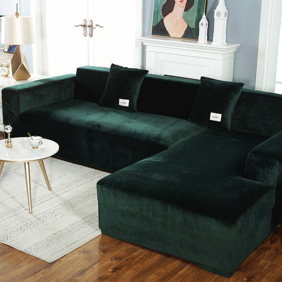 Housse de canapé épaisse extensible en velours au rendu glamour Image