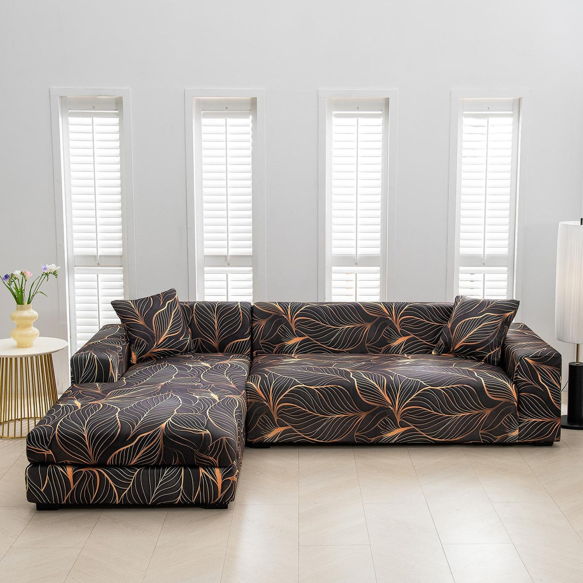 Housse de canapé extensible en fibre de lait matelassée à motif géométrique, gros plan sur le tissu