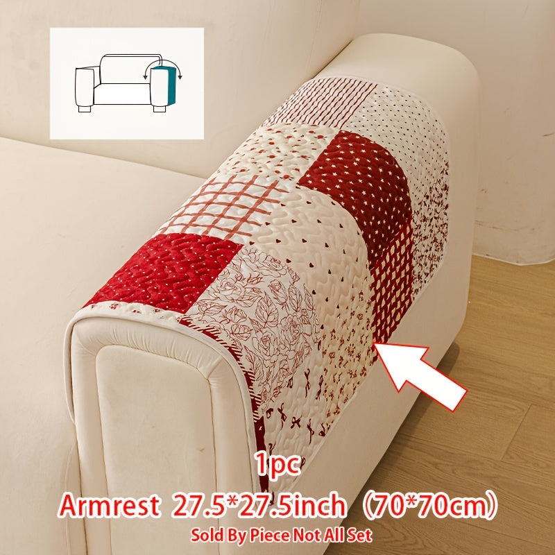Housse de canapé en peluche matelassée à motif fleuri antidérapante, détail de l'ourlet