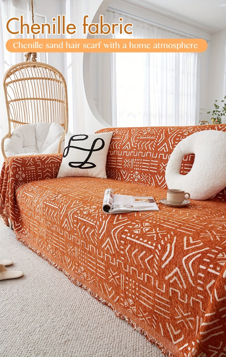 Housse de canapé en chenille jacquard anti-griffes — détail de la matière : chenille Image