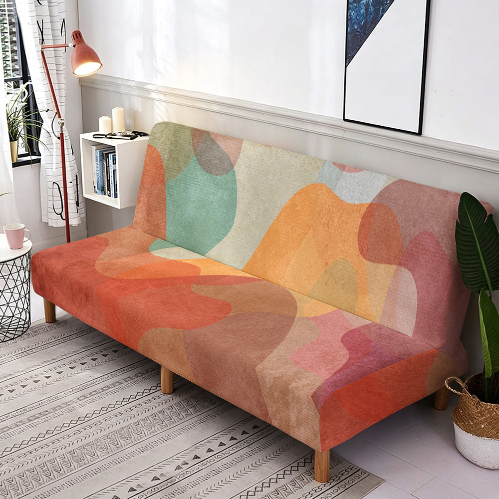 Housse de canapé extensible en velours imprimée à motif géométrique, tissu de 180 à 200 g/m² Image