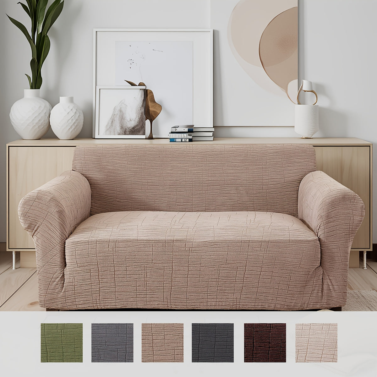 Housse de canapé épaisse extensible en polaire jacquard à rayures, tissu de 200 à 250 g/m²