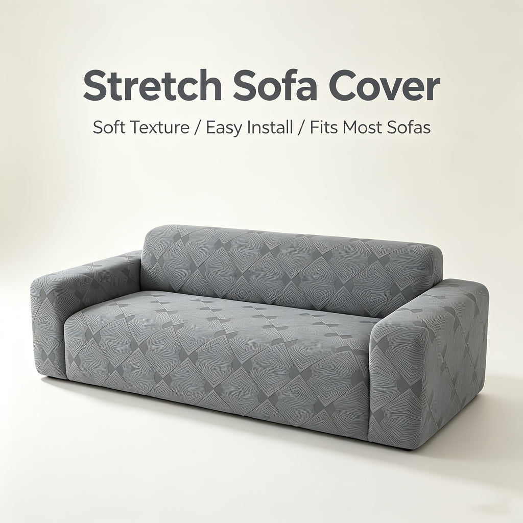 Housse de canapé extensible en polaire jacquard anti-griffes — détail de la matière : polaire