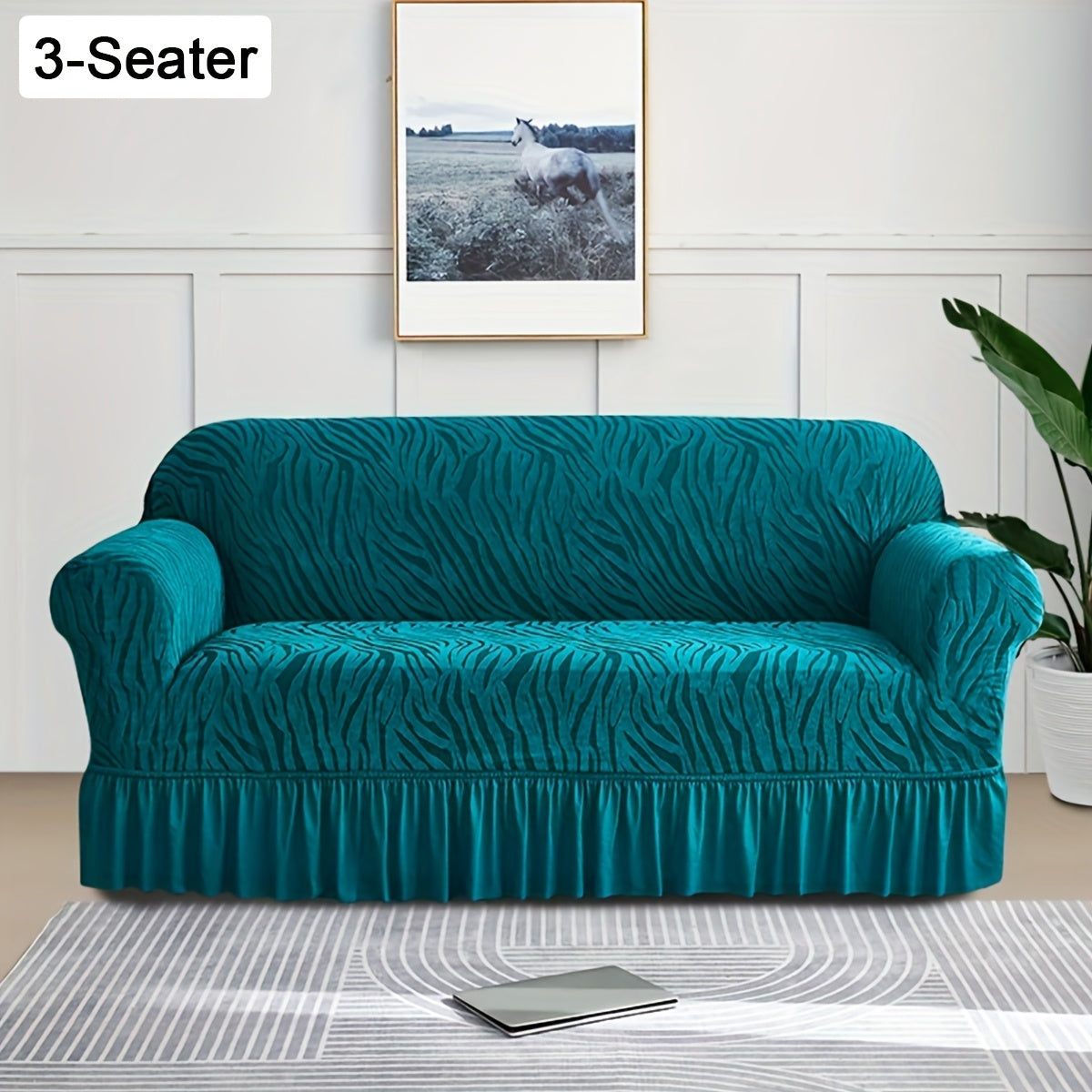 Housse de canapé extensible en jacquard, mise en situation