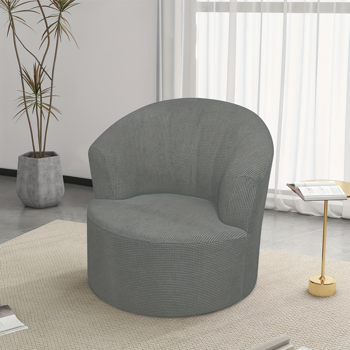 Housse de fauteuil extensible en velours côtelé jacquard pour fauteuil, mise en situation