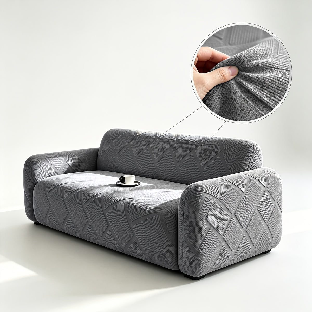 Housse de canapé extensible en polaire jacquard à rayures, compatible fauteuil, canapé deux places, canapé trois places