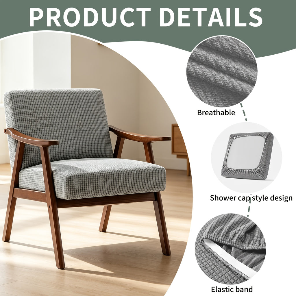 Housse de chaise épaisse extensible en polaire jacquard, détail de l'ourlet