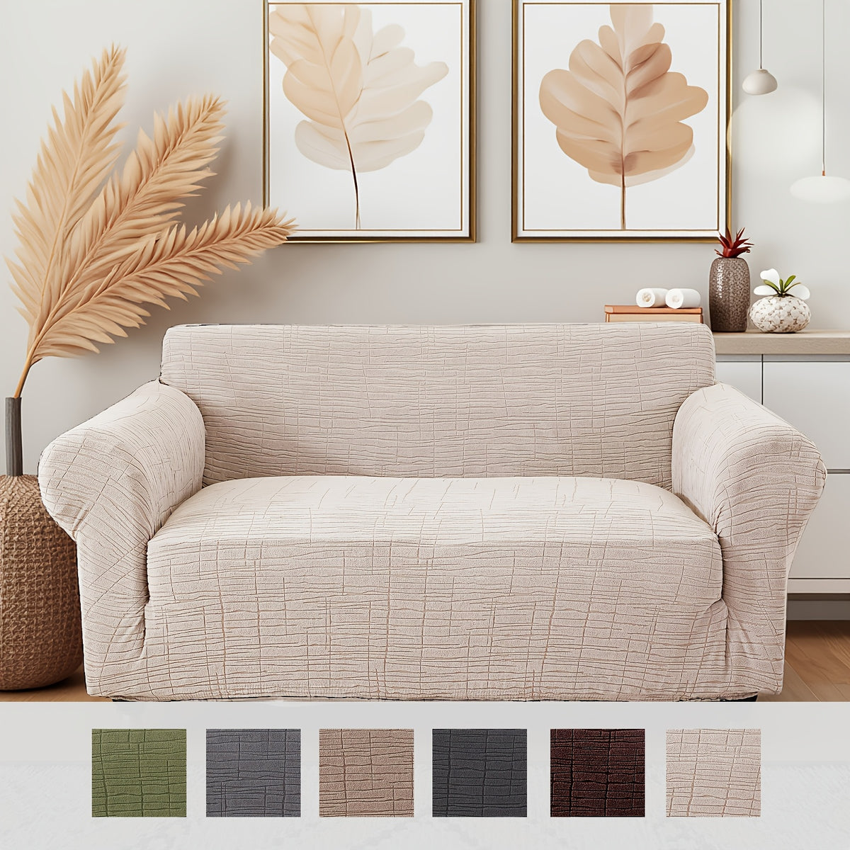 Housse de canapé épaisse extensible en polaire jacquard à rayures, gros plan sur le tissu