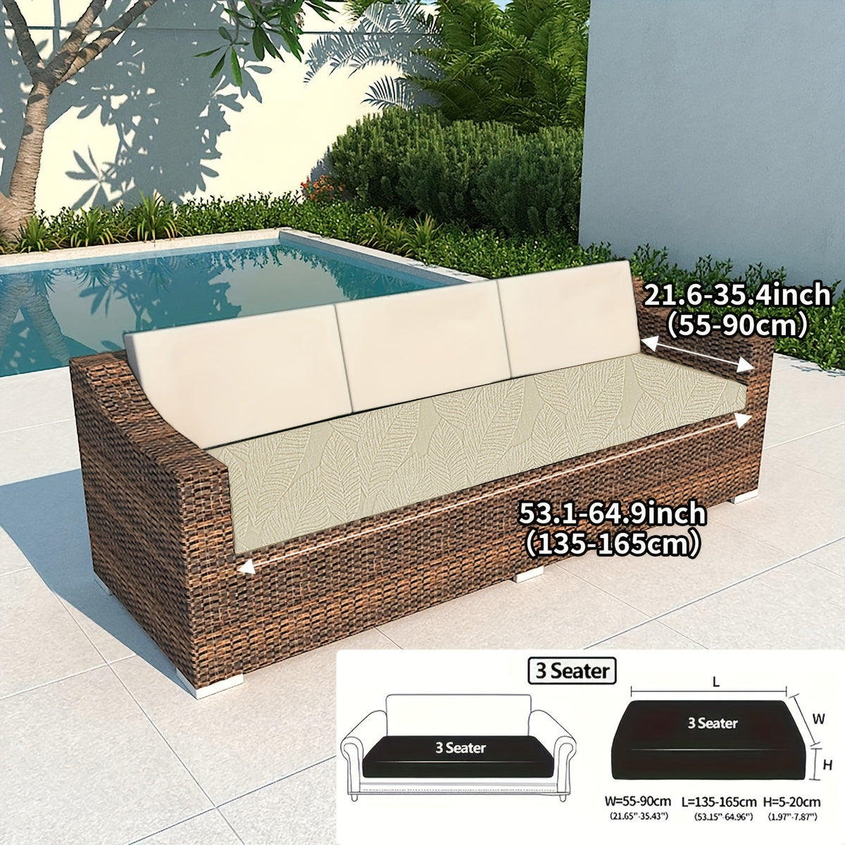 Housse de canapé extensible en polaire, détail de l'ourlet