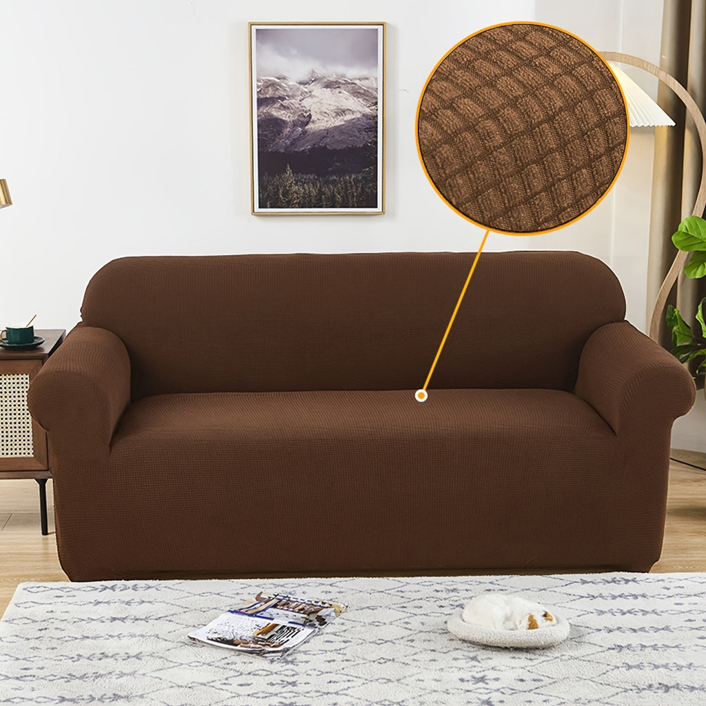 Housse de canapé épaisse extensible en polaire jacquard, vue d'ensemble