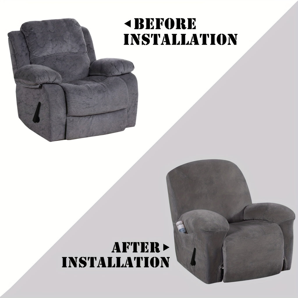 Housse de fauteuil épaisse extensible en velours, détail de la finition