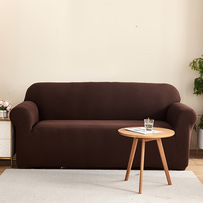 Housse de canapé extensible en polaire matelassée antidérapante, gros plan sur le tissu