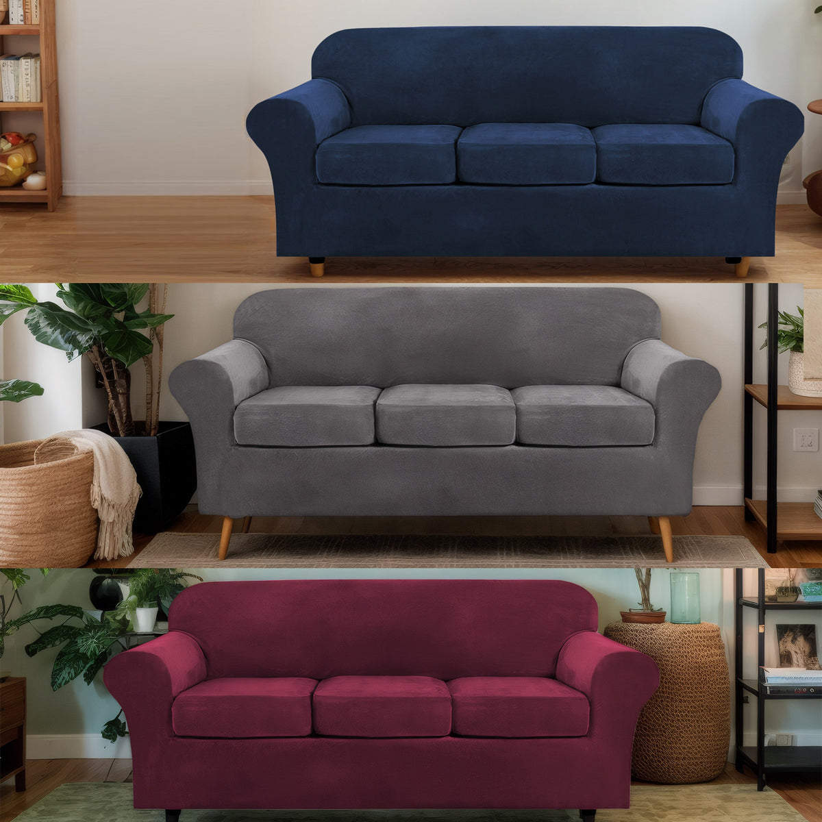 Housse de canapé légère en velours d'esprit vintage, autre coloris