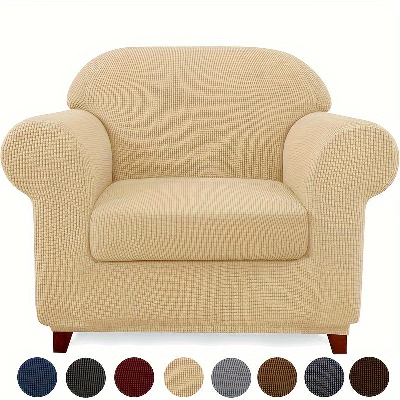 Housse de canapé épaisse extensible en polaire jacquard antidérapante, détail de l'ourlet