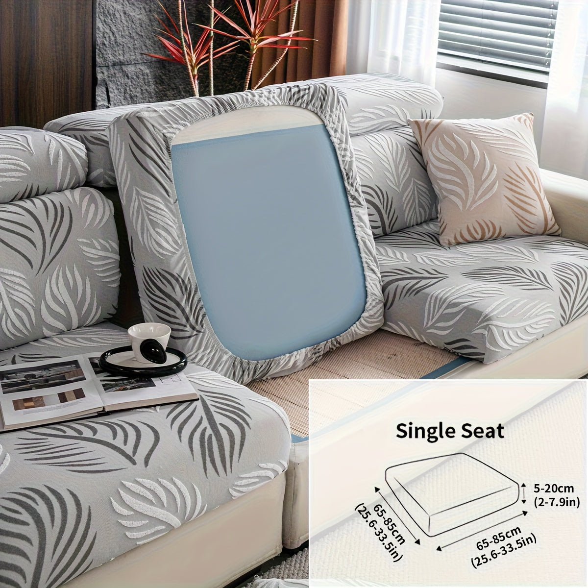 Housse de canapé extensible en polaire anti-griffes, gros plan sur le tissu
