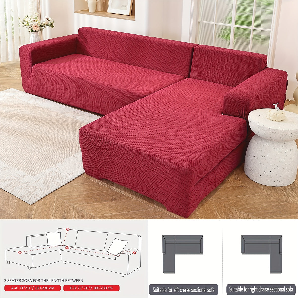 Housse de canapé extensible en polaire jacquard pour canapé d'angle, visuel produit