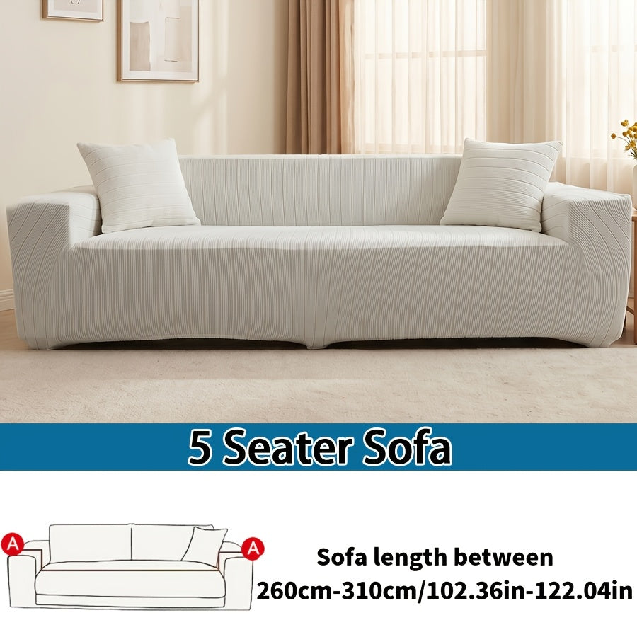Housse de canapé extensible en polaire jacquard antidérapante, détail de la finition