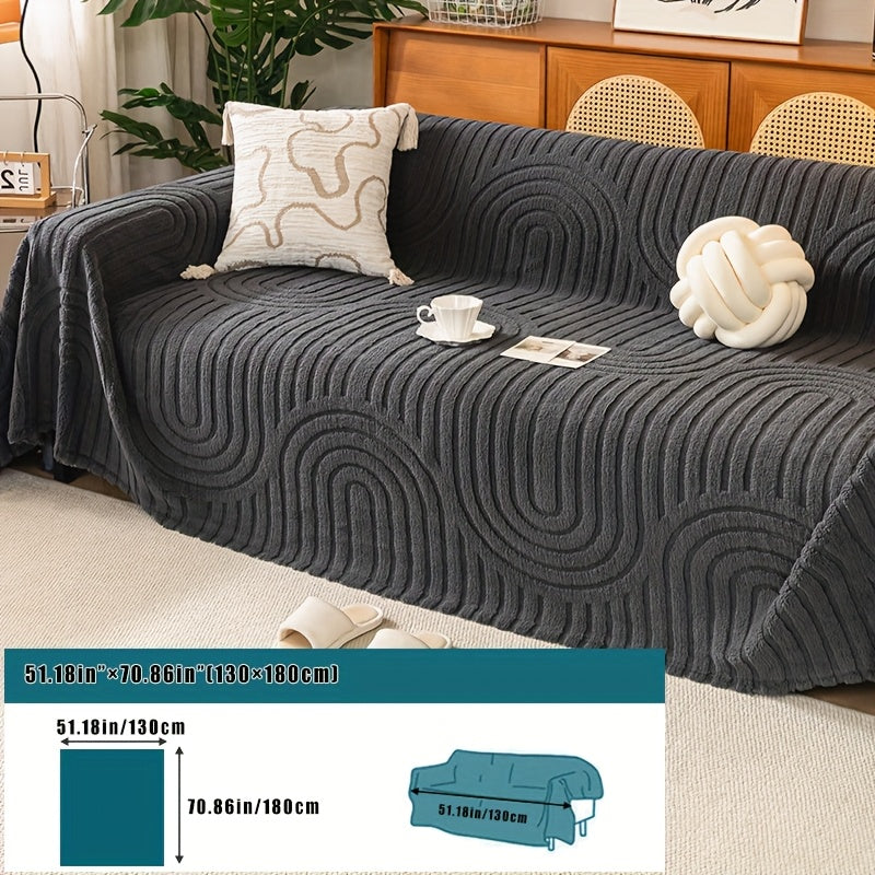 Housse de canapé épaisse en velours jacquard d'esprit vintage, détail de l'ourlet