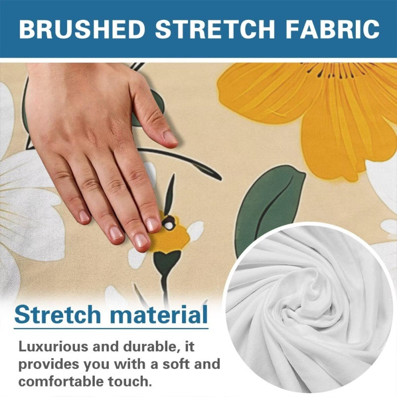 Housse de fauteuil extensible en fibre de lait matelassée à motif feuillage, vue d'ensemble