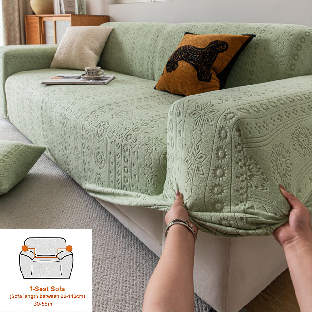 Housse de canapé en polaire jacquard à motif bohème, tissu de 250 à 300 g/m²