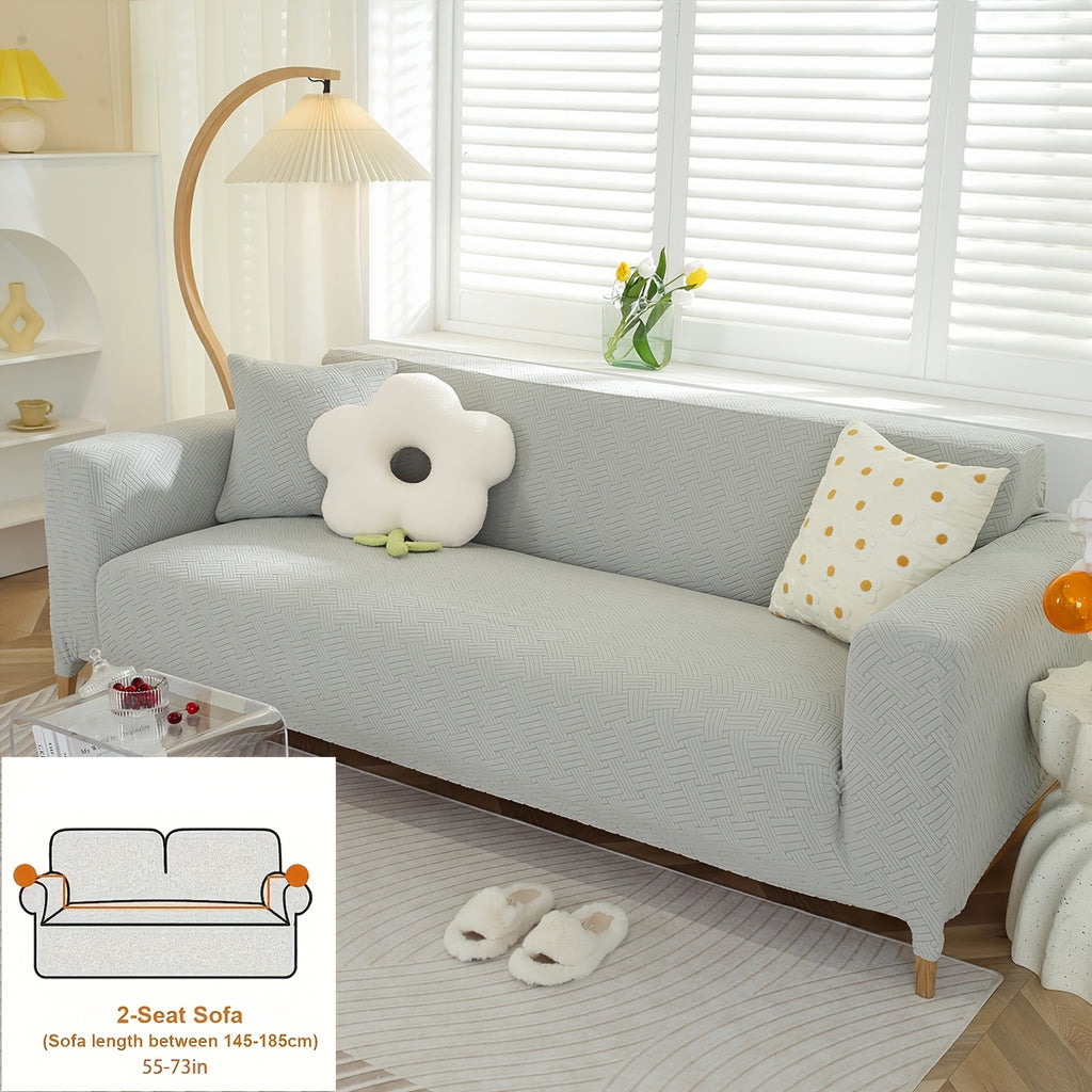 Housse de canapé épaisse extensible en polaire jacquard d'esprit vintage, visuel produit