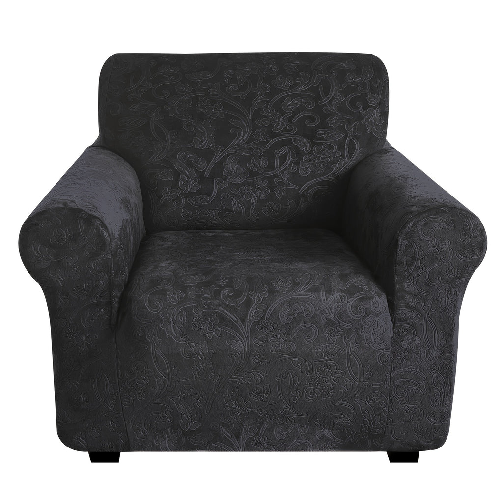 Housse de canapé extensible en velours à motif fleuri anti-griffes, housse posée