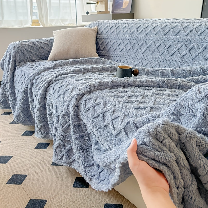 Housse de canapé épaisse en velours jacquard, détail de l'ourlet